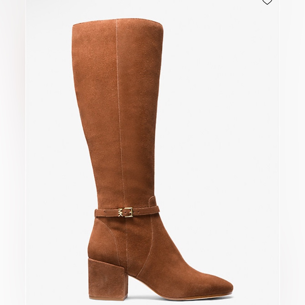 Michael Kors Suede Knee High Boots with Block Heel - Picture 2 of 16